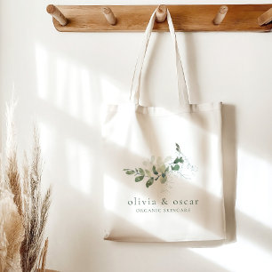 Modern Botanical Eucalyptus Minimalist Business Tote Bag