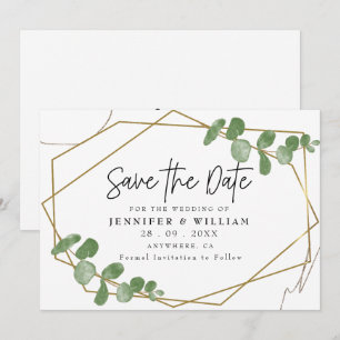 Modern Botanical Eucalyptus Save the Date Card