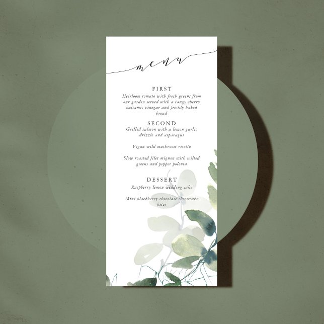 Modern Botanical Eucalyptus Wedding Custom Menu (Creator Uploaded)