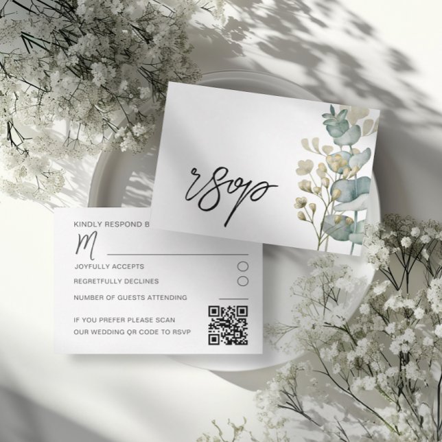 Modern Botanical Eucalyptus Wedding RSVP Card (Creator Uploaded)