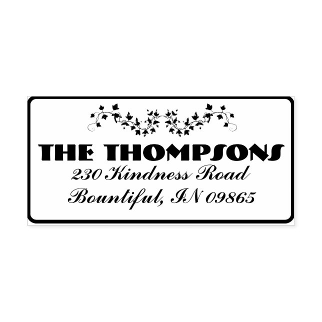 Modern Botanical Family Name Return Address  Self-inking Stamp (Design)
