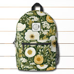 Modern Botanical Floral Add Logo Corporate Printed Backpack<br><div class="desc">Modern Botanical Floral Add Logo Corporate Backpack features an elegant bold modern floral pattern in green,  gold and white with your custom business logo. Perfect for corporate gifts,  school,  sports,  gym,  travel and more. Designed by ©2024 Evco Studio www.zazzle.com/store/evcostudio</div>