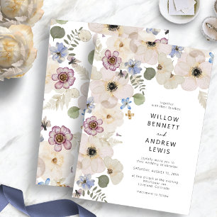 Modern Botanical Floral Boho Wedding Invitation