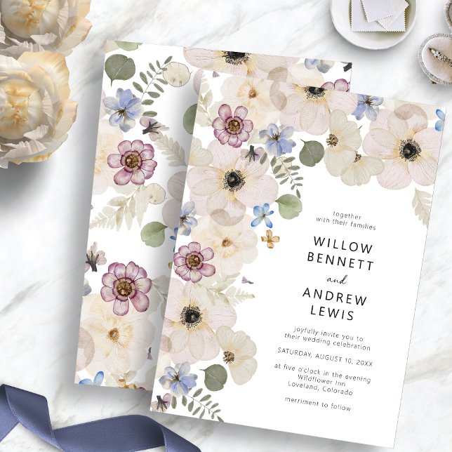 Modern Botanical Floral Boho Wedding Invitation (Modern Botanical Floral Boho Wedding Invitation by Painted Paperie
)