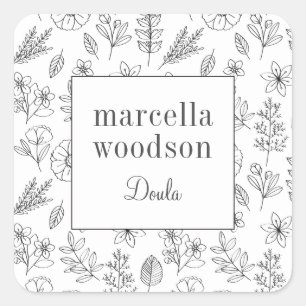 Modern Botanical Floral Doula Square Business Card Square Sticker