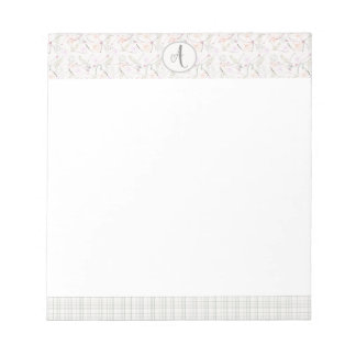 Modern Botanical Floral Monogrammed Elegant Notepa Notepad