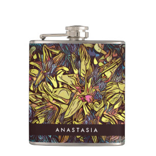 Modern Botanical Floral Personalised Hip Flask