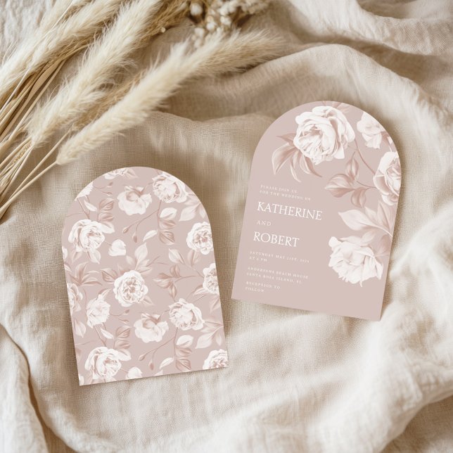 Modern Botanical Floral Roses Wedding Invitation (Creator Uploaded)