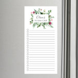 Modern Botanical Floral To Do List Magnetic Notepad<br><div class="desc">Lined and checkmark box market shopping list design featuring a modern botanical watercolor flowers frame personalised with your name.</div>