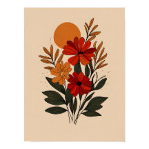 Modern Botanical Floral Wall Art Poster