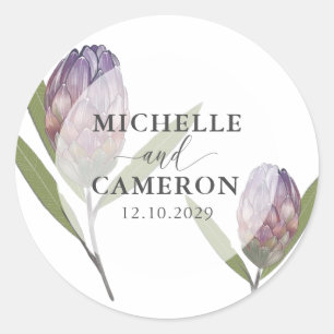 Modern Botanical Floral Watercolor Wedding Classic Round Sticker
