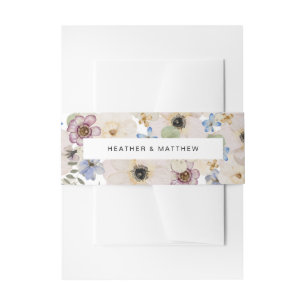 Modern Botanical Floral Wedding Invitation Belly Band