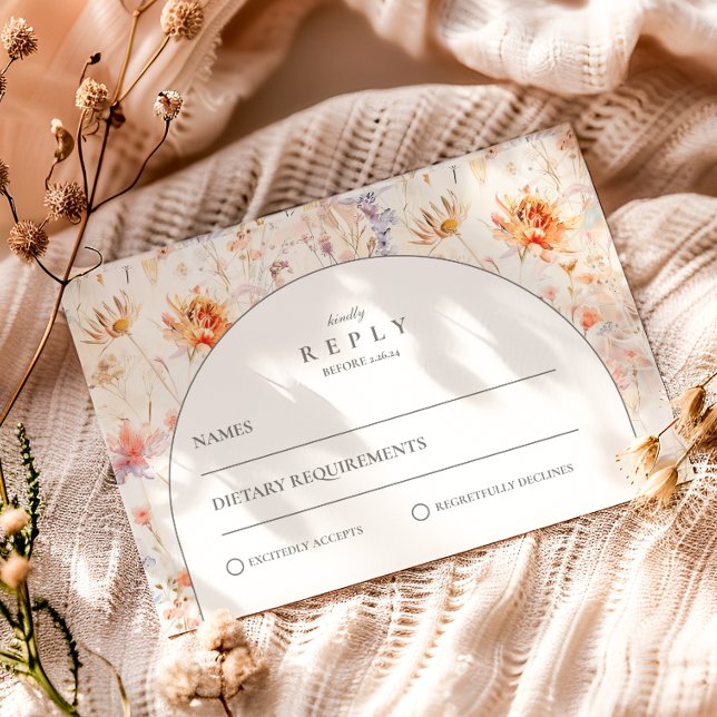 Modern Botanical Floral Wedding RSVP Card (Creator Uploaded)