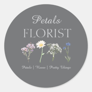 Modern Botanical Florist Branding Pastel Flower Classic Round Sticker