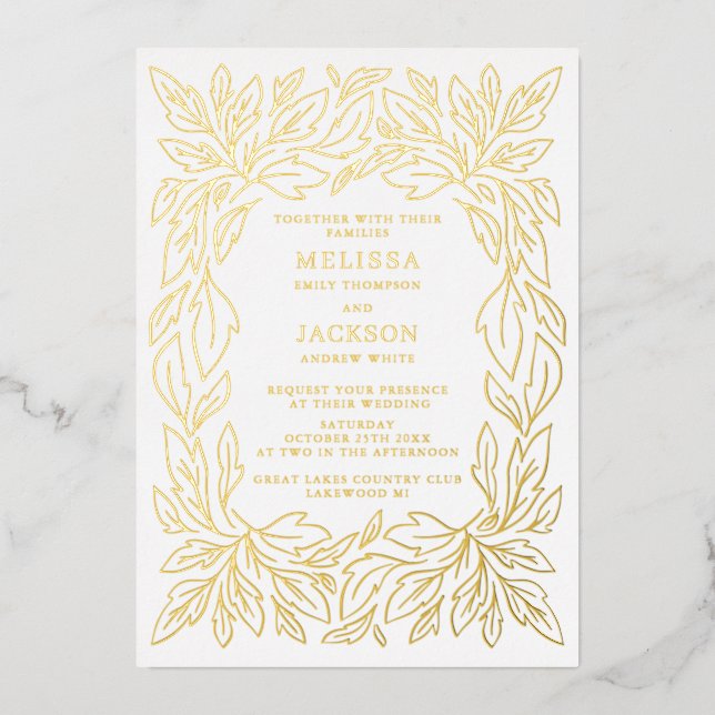 Modern Botanical Frame Elegant Wedding  (Front)