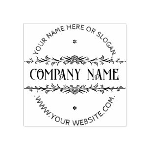 MODERN BOTANICAL FRAME Personalised business Logo Rubber Stamp