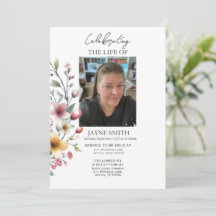 Modern botanical funeral memorial service e-vite