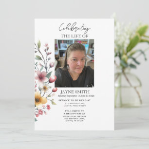 Modern botanical funeral memorial service e-vite invitation