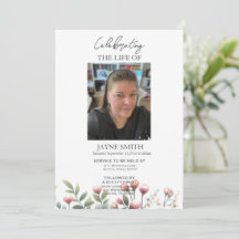 Modern botanical funeral memorial service e-vite