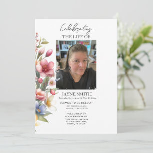 Modern botanical funeral memorial service e-vite invitation
