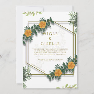 Modern Botanical Geometric Floral Wedding  Invitation