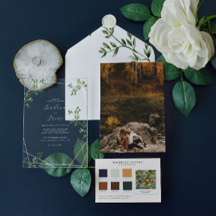 Modern Botanical Geometric Wedding   Frosted Acrylic Invitations
