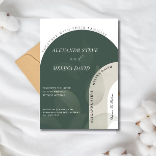 Modern Botanical green leaf wedding arch Invitation