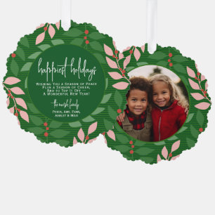 Modern botanical green - Photo - Happiest Holiday Tree Decoration Card