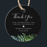 Modern Botanical Greenery Black Wedding Favour Tags<br><div class="desc">Elegant watercolor botanical greenery arrangement,  thank you favour tags.  Tag features solid black colour backgrounds and white text.</div>