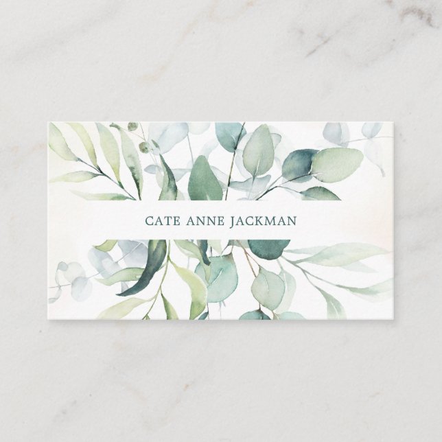 Modern Botanical Greenery Eucalyptus Elegant Business Card (Front)