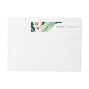 Modern botanical greenery rustic wedding monogram wrap around label