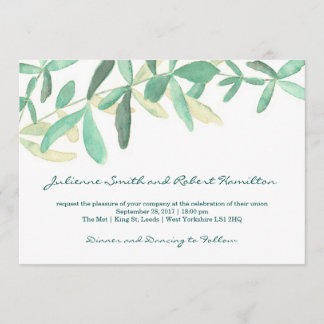 Modern Botanical Greenery Wedding Invitation