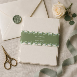 Modern Botanical Greenery Wedding Invitation Belly Band