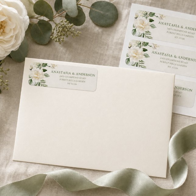 Modern Botanical Greenery Wedding Return Address  (Creator Uploaded)
