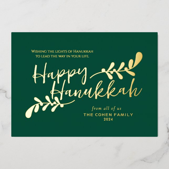 Modern Botanical Hand Lettered Happy Hanukkah (Front)