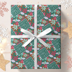 Modern Botanical Happy Holy Christmas Wrapping Paper