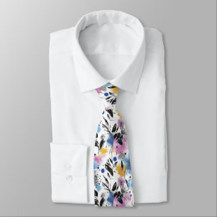Modern Botanical in Magenta Blue & Mustard Tie