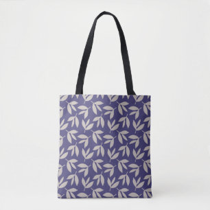 Modern botanical inspire blue & grey tote bag