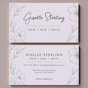 Modern Botanical Lavender Purple Name Typography Business Card