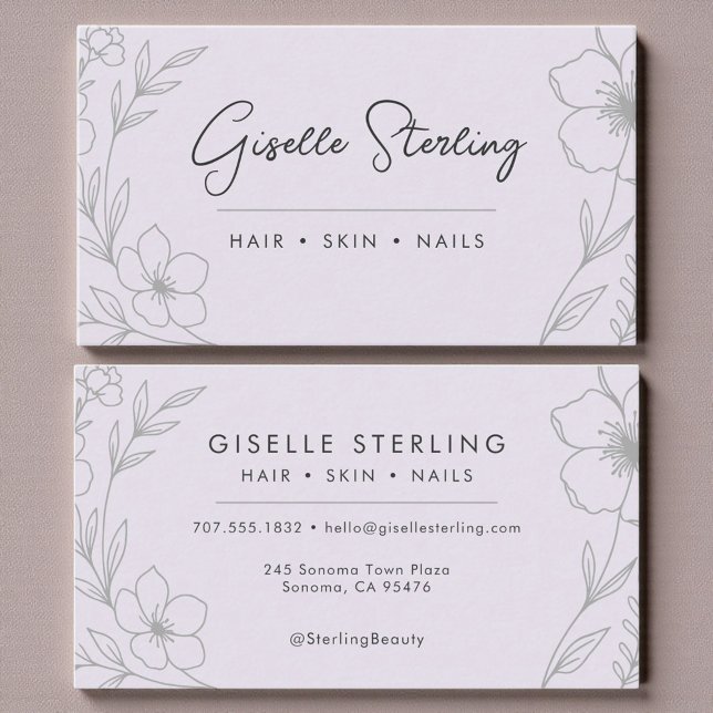 Modern Botanical Lavender Purple Name Typography Business Card (Creator Uploaded)