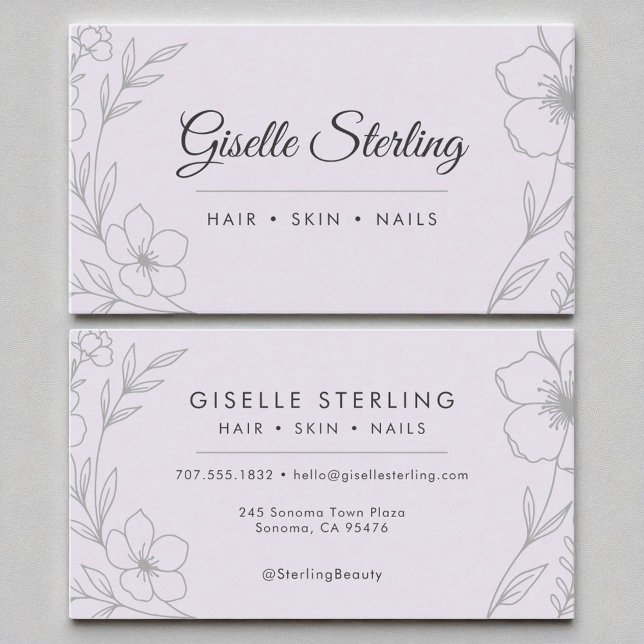 Modern Botanical Lavender Purple Name Typography Business Card (Creator Uploaded)