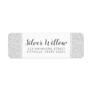 Modern Botanical Leaf Branch Silver Return Address