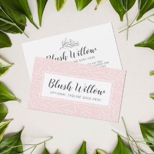 Modern Botanical Leaf Branches Blush Minimalist Business Card