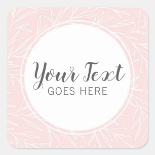 Modern Botanical Leaf Branches Blush Minimalist Square Sticker