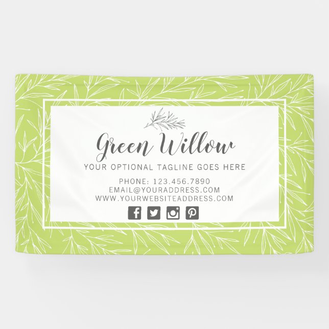Modern Botanical Leaf Branches Greenery Minimalist Banner (Horizontal)