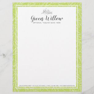 Modern Botanical Leaf Branches Greenery Minimalist Custom Letterhead