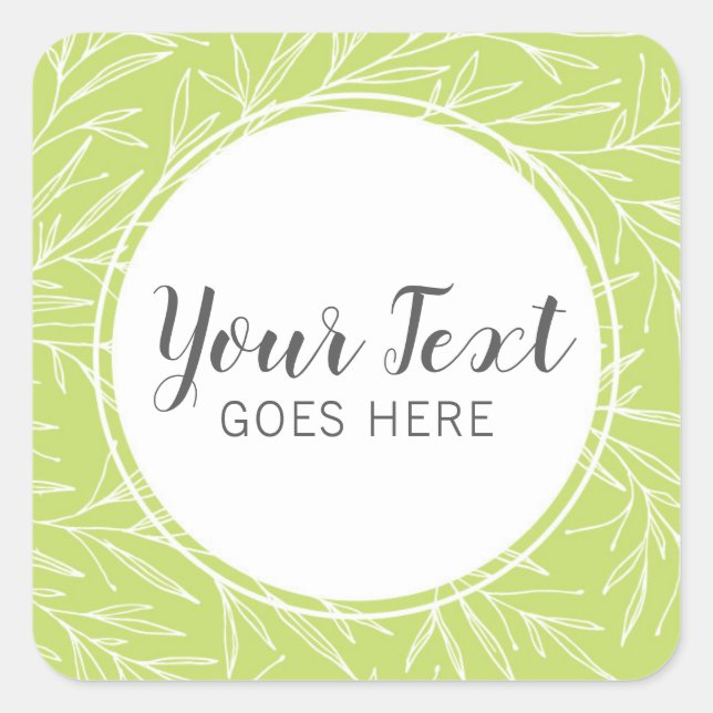 Modern Botanical Leaf Branches Greenery Minimalist Square Sticker (Front)