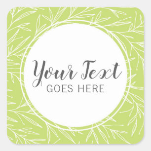 Modern Botanical Leaf Branches Greenery Minimalist Square Sticker