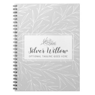 Modern Botanical Leaf Branches Silver Minimalist Spiral Notebook