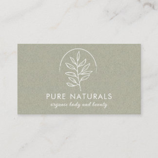 Modern Botanical Leaf Logo Simple Natural Green Business Card
